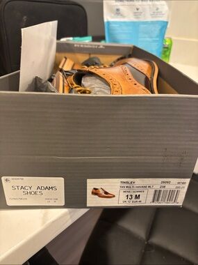 Stacy Adams Tan Wingtip Brogue Lace-Up Oxfords